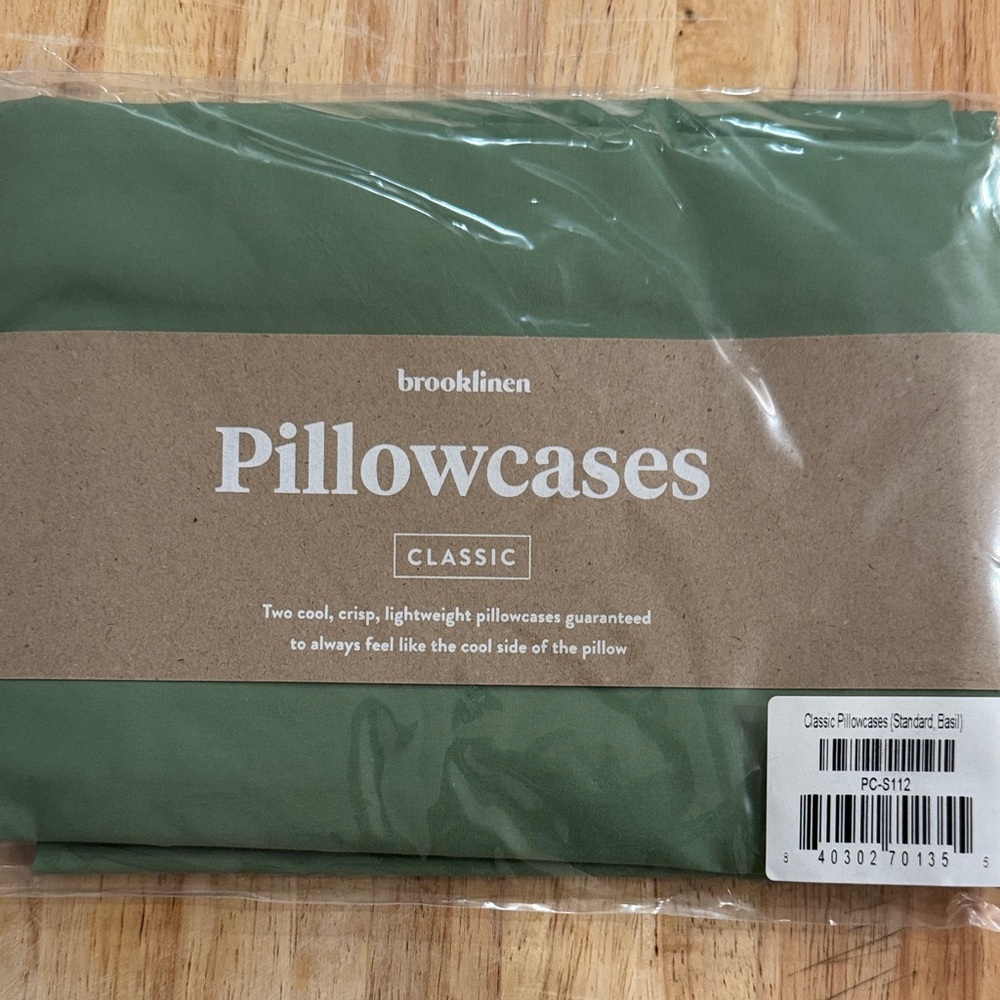 Brooklinen Classic Basil Pillowcases. Standard size. New